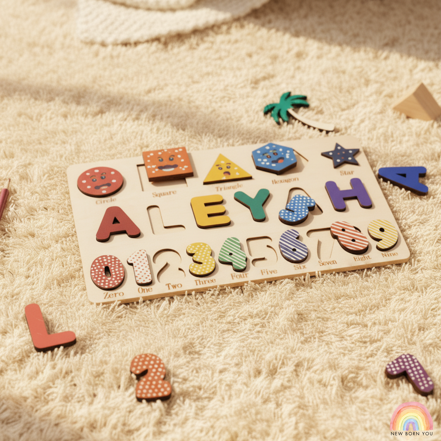 Custom Handmade Name Puzzle with geometry
