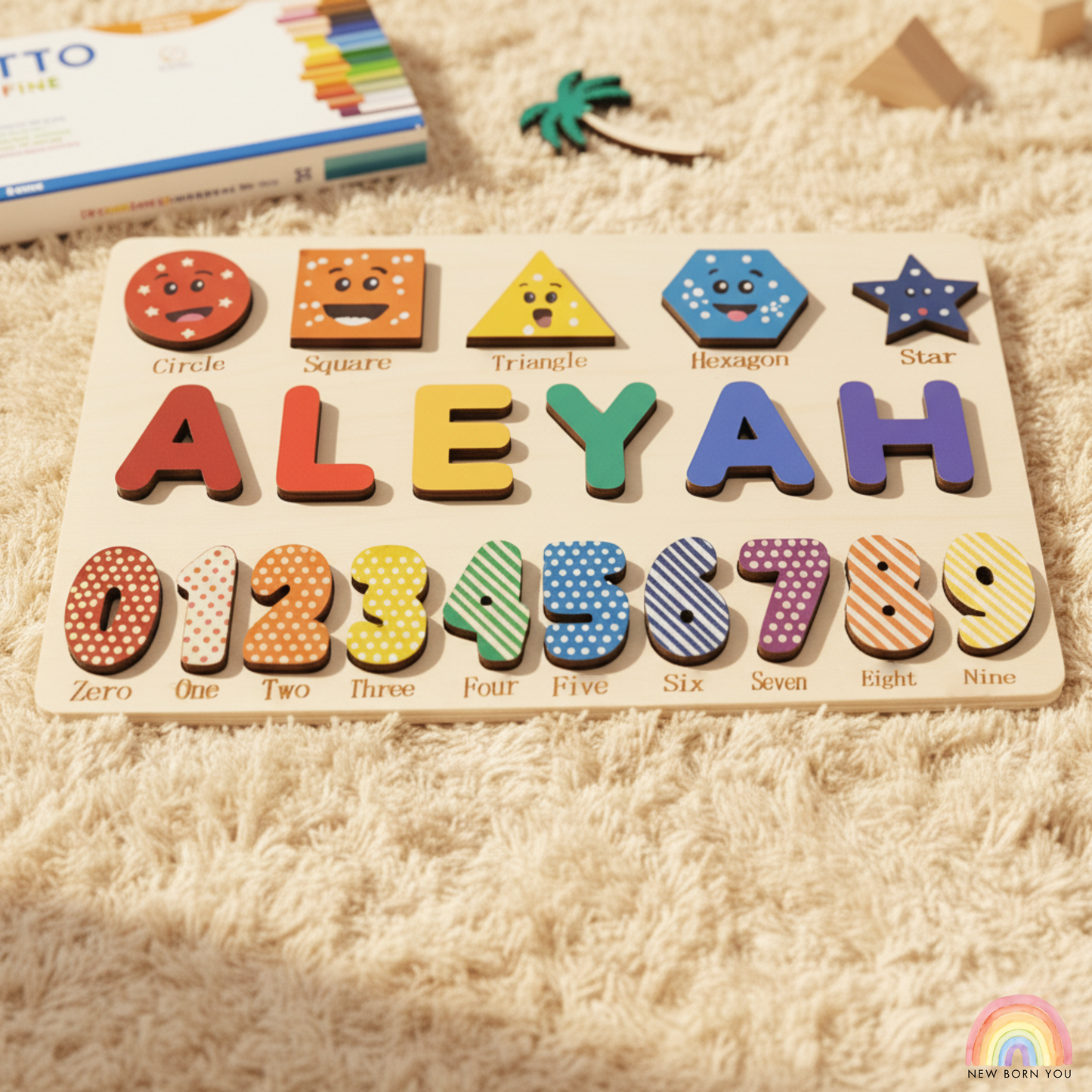Custom Handmade Name Puzzle with geometry