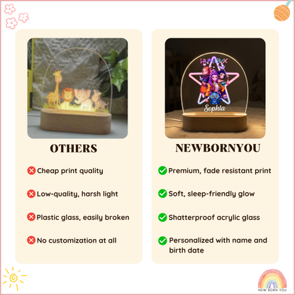 Personalised K-POP DEMON HUNTER Night Light, Led Lamp for Baby Girls, Custom Night Light with Name, Nursery Decor, Baptism Baby Shower Gift