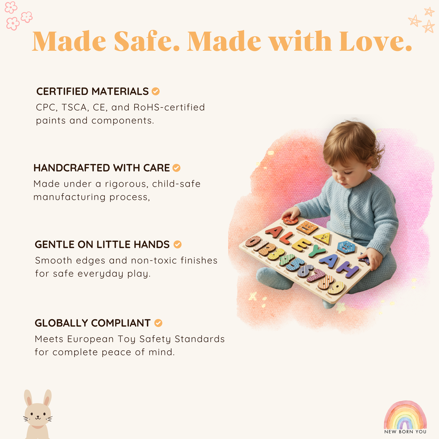 Custom Handmade Name Puzzle with geometry