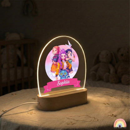 Personalised K-POP DEMON HUNTER Night Light, Led Lamp for Baby Girls, Custom Night Light with Name, Nursery Decor, Baptism Baby Shower Gift