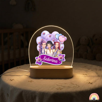 Personalised K-POP DEMON HUNTER Night Light, Led Lamp for Baby Girls, Custom Night Light with Name, Nursery Decor, Baptism Baby Shower Gift