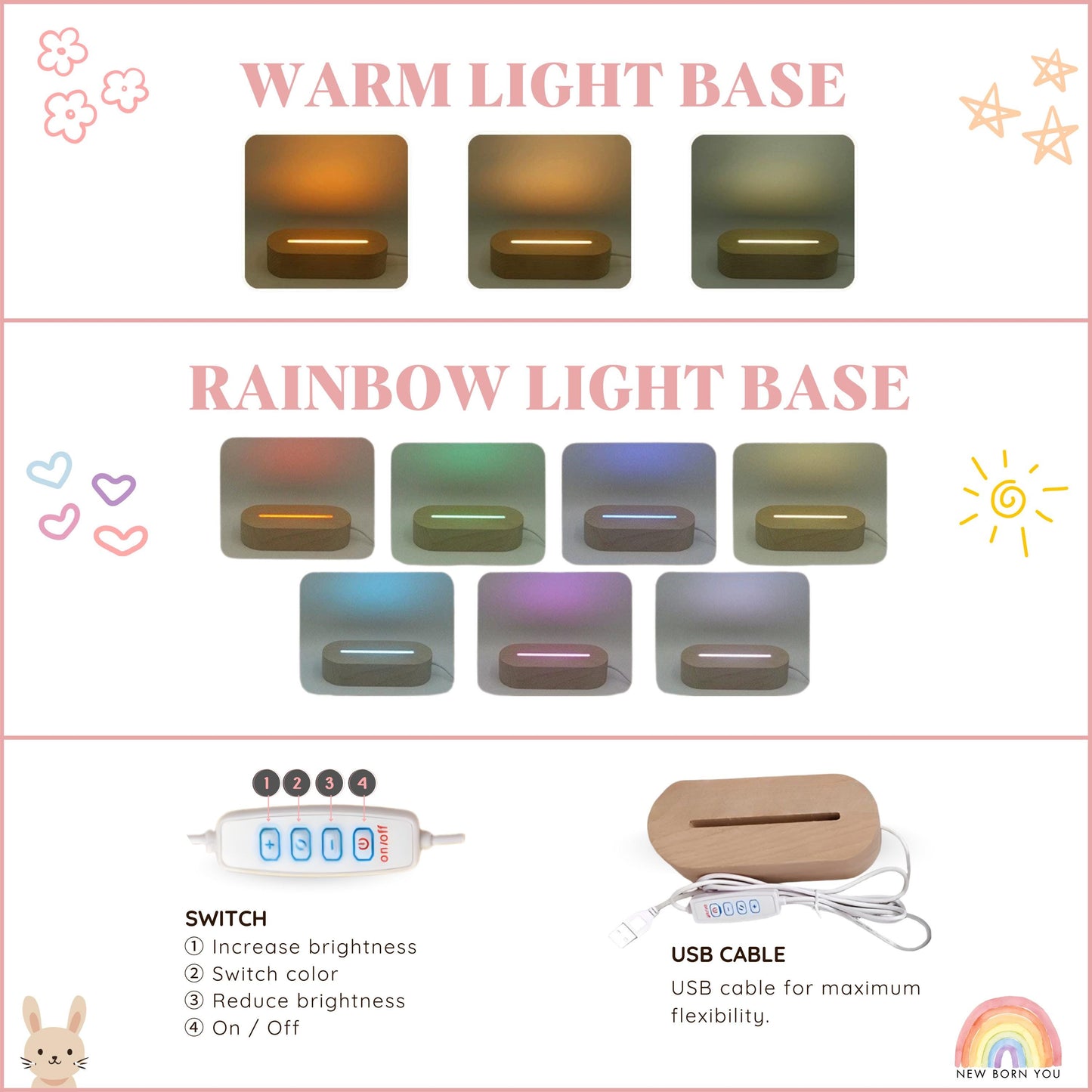 Personalised K-POP DEMON HUNTER Night Light, Led Lamp for Baby Girls, Custom Night Light with Name, Nursery Decor, Baptism Baby Shower Gift